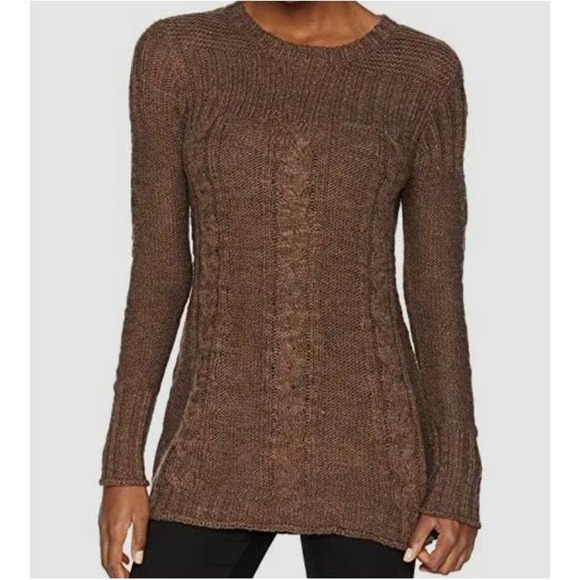 Prana Sweaters - Prana Anabel Brown Ribbed Crew Neck Long Sleeve Knit Tunic Sweater Medium